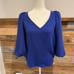Trina Turk Royal Blue V-Neck Blouse